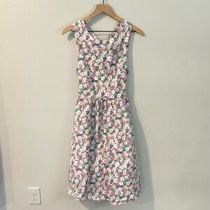 Sympathique Cotton Floral Sleeveless Crisscross Open Back Fit & Flare Sundress L